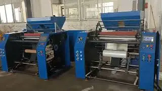 automatic rewinder machine; fully automatic casting film rewinder machine testing in Wintech factory