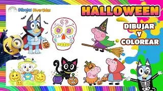DIBUJOS de HALLOWEEN 👻 Cómo DIBUJAR y COLOREAR a PEPPA PIG Bruja, BLUEY Vampiro | Dibujos Divertidos