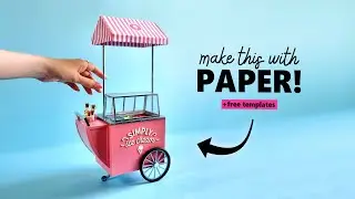 Miniature ICE CREAM CART for Barbie Dolls &ndash; How to Make a Dollhouse Ice Cream Stand with PAPER!