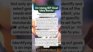 On Using IEP Goal Idea Banks 💻