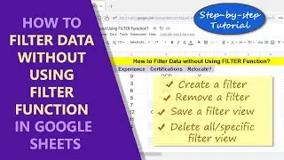Google Sheets | Filter Data Without Using FILTER Function | How To | Example | Spreadsheet Tutorial