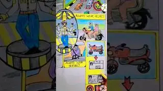 Road safety poster drawing # crayon drawing