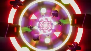 VJ Tunnel of Glowing Colorful Lights with Geometric Polygons