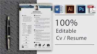 Attractive Cv or Resume design in Adobe Photoshop[speed art]