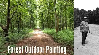 Outdoor Painting Video | Forest Outdoor Drawing | Outdoor Painting Watercolor | Outdoor Drawing Easy