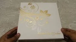 Ivory Boxed Wedding Invitation in Golden Floral Design