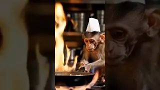 Baby Monkey Chef Cooks with Fire! 🔥🐵👨&zwj;🍳