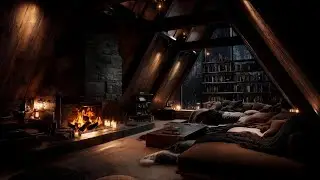 A-Frame Night Shelter | Steady Fire, Rain on Glass & Soft Wind