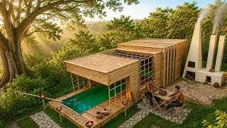 2 Men Built a Luxury Bamboo House With Private Pool Wild Wine in the Jungle [Full Build]