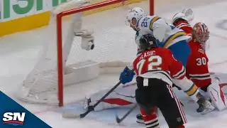 Blackhawks' Spencer Knight Stuns Blues' Jordan Kyrou With Sprawling Toe Save