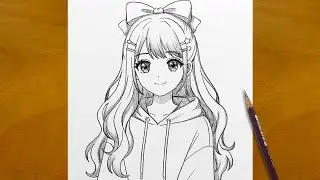 How to Draw Cute Anime Girl in Hoodie | Easy Step by Step