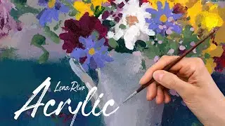 Painting Flowers from Life in a Sketchbook using Acrylics | Still Life | Lena Rivo