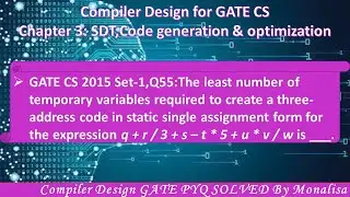GATE CS 2015 Set-1,Q55:The least number of temporary variables required to create a three-address