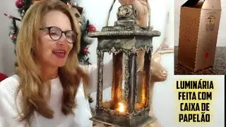 DIY- LUMINÁRIA FEITA COM CAIXA DE PAPELÃO #ledaartesreciclagem #natal