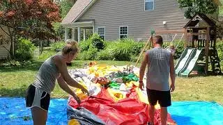 Tornadic winds and severe damage! What the hell happened to our water slide?