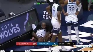 NBA | Anthony Edwards Down on the Floor After Suffering Hip Injury | POR vs MIN