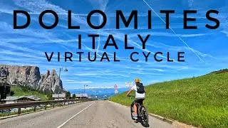 Indoor Cycling Workout Views With Music | Virtual Bike Ride | The Dolomites Italy