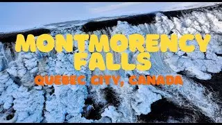 Visiting the partially frozen Montmorency Falls in Quebec City, Canada in winter!