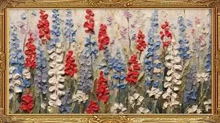 Summer Meadow | Red, White & Blue Flowers Gold Frame TV Art | Patriotic Classical Music in 4K HD