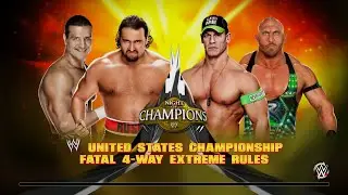 John Cena Vs Rusev Vs Ryback Vs Alberto Del Rio - Us Tittle Fatal 4 Way Match | WWE 2k15