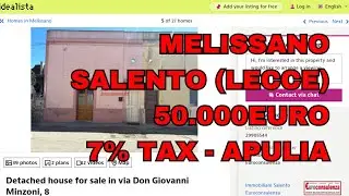 MELISSANO 50K, CHEAP HOUSE For Sale in Salento, LECCE, Apulia Region