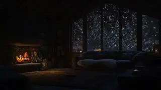 Snowy Winter Cabin Evening ❄ Warm Fireplace Ambience for Deep Sleep & Total Relaxation