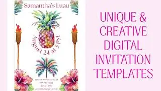 Luau party invitation template, Hawaiian theme party invite, pineapple party invite, tropical party