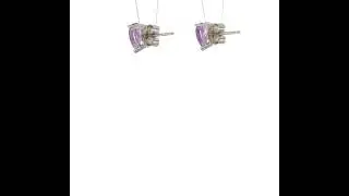 14k White Gold 6x4mm Pear Amethyst Earrings