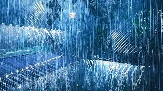 Very Heavy Rain on a Tin Roof to Sleep Immediately with Powerful Thunder Sounds Deep in the Forest