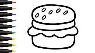 how to draw a burger step by step | burger drawing tutorial | easy burger drawing for kids 