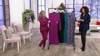 Carole Hochman Silky Jersey Long Sleeve Gown_with Lace Trim on QVC