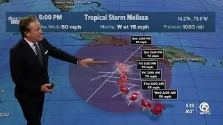 Tropical Storm Melissa forecast to become Cat. 1 hurricane