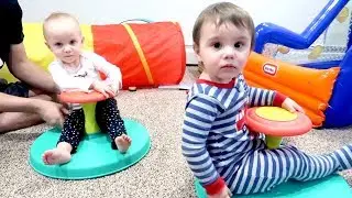 Twins Learning How To Sit n Spin