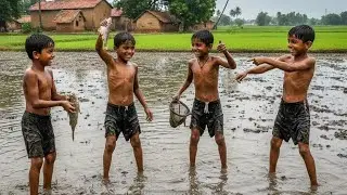 Desi Style Fish Catching | Gaon ka asli mazaa kichad mein | Machhali pakadne wala video 