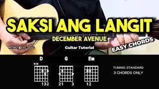 Saksi Ang Langit - December Avenue | Easy Guitar Tutorial For Beginners (CHORDS & LYRICS)