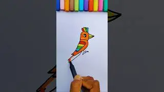 Hoopoe Bird 🐦🌈 Drawing Colouring for kids #viral #treading #shorts