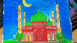Easy Mosque Drawing & Coloring for Beginners
