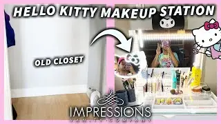Transforming My Closet into a Hello Kitty Makeup SLAYstation || Impressions Vanity Unboxing
