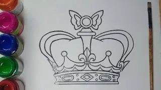 👑 Crown Colouring page/How to Drawing & Colouring a Crown step by step.Crown colouring idea for kids