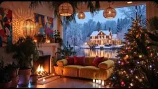 Luxury Christmas Jazz 🎷 Cozy Holiday Living with Snowy Lake View