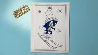 Sonic The Hedgehog Skiing Down Hill / Coloring Sonic with Markers / Speed Coloring Time Lapse
