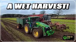 JOHN DEERE 8R370 KEEPING THE VERVAET BEET HARVESTER GOING THROUGH THE MUD