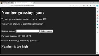 Number Guessing Game using HTML, CSS and JavaScript #javascript #html #css