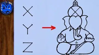Lord Ganesha drawing easy from XYZ letter step by step // Ganesh God drawing easy step by step
