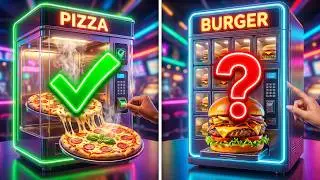 Which Food Vending Machine Feels the Most Satisfying? 🍔🍕🍰 Extreme Nails ASMR