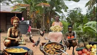 African village life of our organic mum #cooking Village Food for dinner 