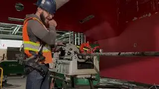 Threading 1&rdquo; black iron pipe for hydronics.