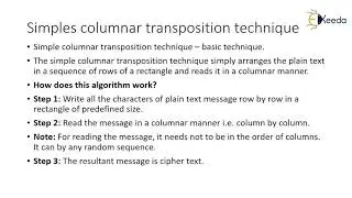 Key and Keyless transposition techniques | Cryptography and Network Security