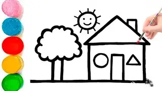 Drawing House from Shapes, Easy Painting for Kids | How to Draw House Drawing for Kids, Toddlers |