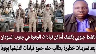 ناشط جنوبي يكشف أماكن قيادات الجنجا في جنوب السودان/بعد تسريبات خطيرة يطالب جقم جميع قيادات المليشيا